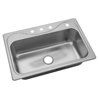 STERLING Southhaven Top Mount Stainless Steel 33 in. 4 Hole Single Bowl Kitchen Sink R37047 4 NA