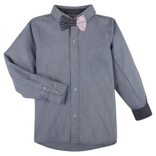 Boys Button Down Shirt with Bow Tie   Blue