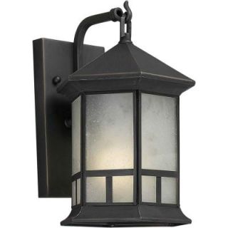 Talista 1 Light Outdoor Royal Bronze Lantern with Frosted Seeded Glass Panel CLI FRT10013 01 14
