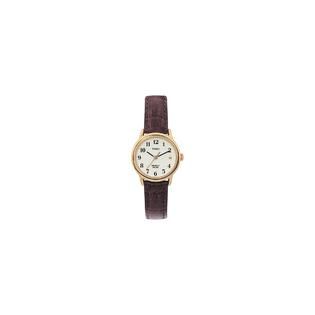 Timex Ladies Calendar Date Watch with Round White Dial and Brown