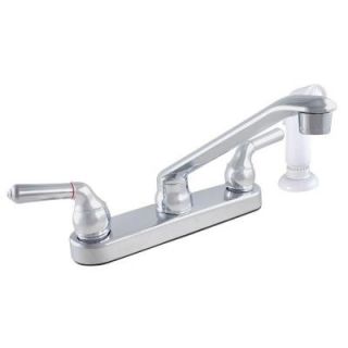 LDR Industries Exquisite 2 Handle Standard Kitchen Faucet with White Side Sprayer in Chrome 15728496