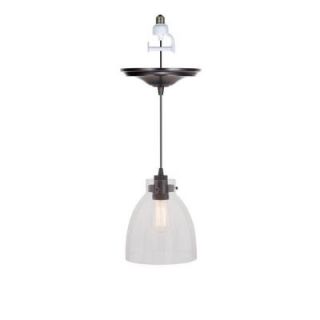 Worth Home Products 1 Light Brushed Bronze Instant Pendant Conversion Kit with Clear Glass Ball Shade PKN 6624 0311