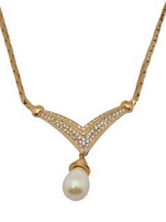 Christian Dior Vintage Rhinestone & Pearl Necklace