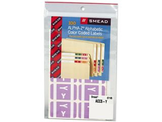 Smead 67195 Alpha Z Color Coded Second Letter Labels, Letter Y, Lavender, 100/Pack