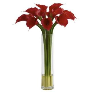 Nearly Natural Red Calla Lily with Large Cylinder Vase 1347