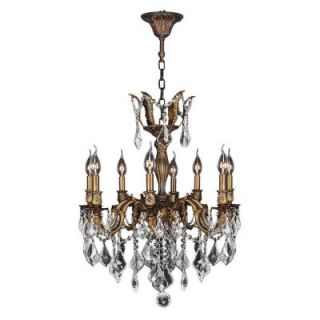 Worldwide Lighting Versailles Collection 8 Light Antique Bronze Chandelier with Clear Crystal W83337B22
