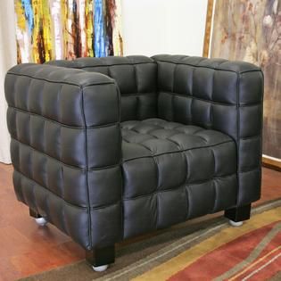 Baxton  Arriga Black Leather Modern Sofa and Chair 2 Piece Set