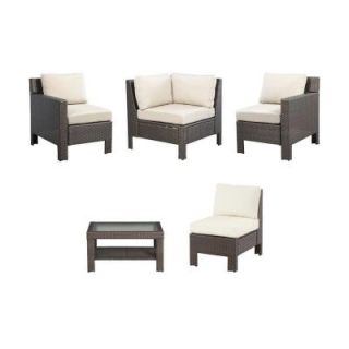 Hampton Bay Beverly 5 Piece Patio Sectional Seating Set with Cushions Insert (Slipcovers Sold Separately) 55 510233