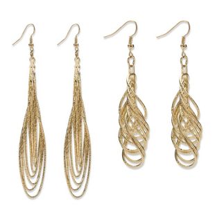 PalmBeach 2 Pairs of Multi Chain Drop Earrings Set in Yellow Gold Tone