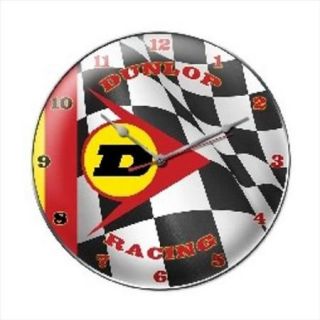 Past Time Signs DUN025 Dunlop Racing Automotive Clock
