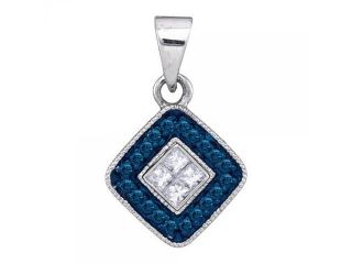 10k White Gold 0.22 CTW Blue Diamond Micro Pave Pendant   Size 1.04gram    #556 88695