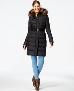 S13/NYC Lexington Faux Fur Trim Belted Puffer Coat   Coats   Women