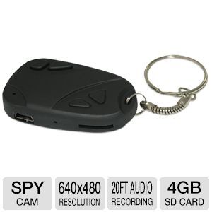 Night Owl Video Key Chain Recorder   4GB microSD Card, 640 x 480 Resolution, AVI Video Format, 20 ft Audio Recording, 30FPS, 100min Max Record Time, Connects to Computer    CS KEY 4GB