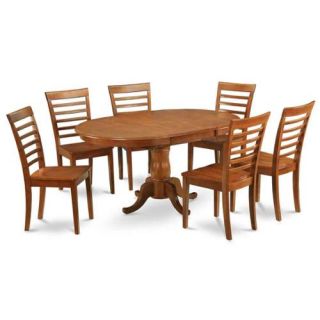 7 Pc Wooden Oval Dining Set