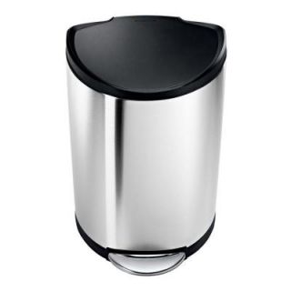 simplehuman 40 l Brushed Stainless Steel Semi Round Step On Trash Can with Black Plastic Lid CW1954