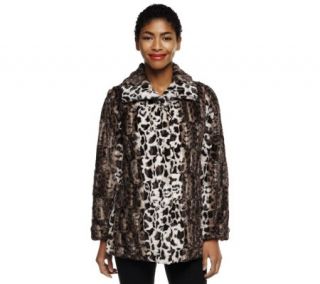 Dennis Basso Maxi Collar Leopard Print Faux Fur Jacket with Pockets —