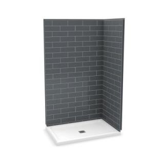 Utile by MAAX 32 in. x 48 in. x 83.5 in. Corner Shower Kit with Base in Metro Thunder Grey 106259 000 001 100