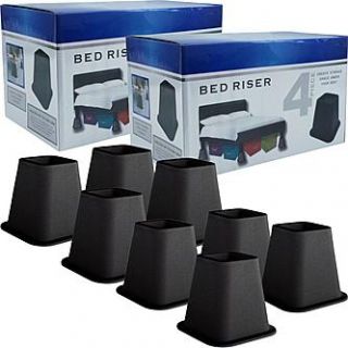 Trademark Home 8 Pack of Black Bed Risers   6 Inches   As Seen on TV