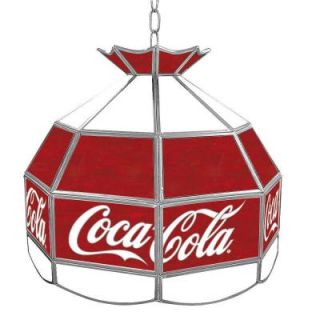 Trademark Global Coca Cola 16 in. Stained Glass Billiard Hanging Tiffany Light COKE 1600 V1