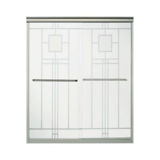 STERLING Finesse 59 5/8 in. x 70 1/16 in. Semi Framed Sliding Shower Door in Nickel with Oak Park Glass Pattern 5475 59N G68