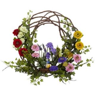 Nearly Natural 22 in. Spring Floral Wreath 4988