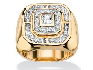 Men's .87 TCW Square Cut and Round Cubic Zirconia 18k Gold over Sterling Silver Octagon Ring