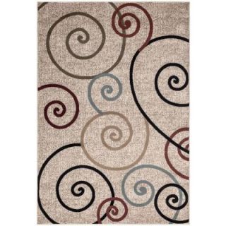 Ottomanson Contemporary Scrolls Beige 7 ft. 10 in. x 10 ft. 6 in. Area Rug RGL9042 8X10