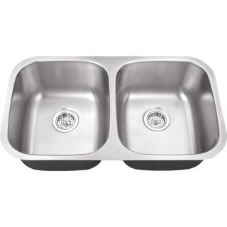 Superior Sinks 18.5 in x 32.5 in Satin Brush Stainless Steel Double Basin Undermount Residential Kitchen Sink
