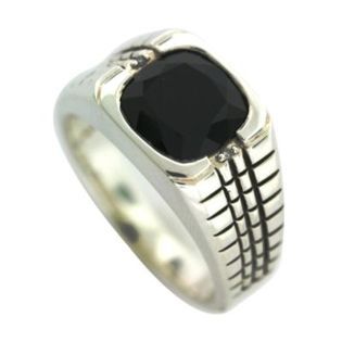 Mens Onyx and Diamond Accent Ring in Sterling Silver   Jewelry   Rings
