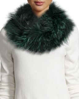 Adrienne Landau Draped Fox Fur Cowl Collar, Green