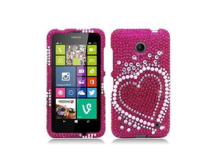 Nokia Lumia 635 Hard Case Cover   Heart Pearl Pink w/ Full Rhinestones