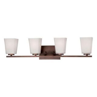 Millennium Lighting 4 Light Rubbed Bronze Vanity Light with Etched White Glass 294 RBZ