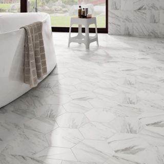 SomerTile 8.625x9.875 inch Marmol Hex Porcelain Floor and Wall Tile