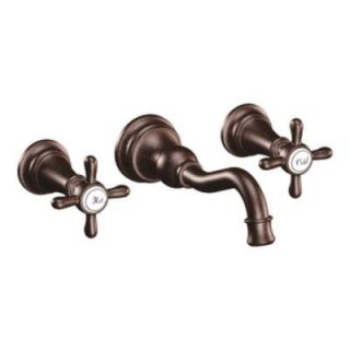 MOEN Weymouth 2 Handle Wall Mount High Arc Bathroom Faucet in Oil Rubbed Bronze (Valve Sold Separately) TS42112ORB