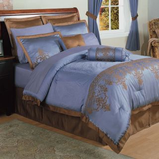 Blue Jacquard 22 piece Queen Comforter Set   Shopping