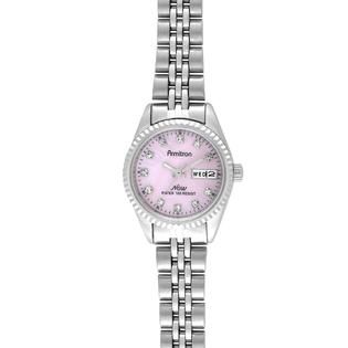 Armitron  Ladies Calendar Day Date Watch w/ Pink Mother of Pearl Dial