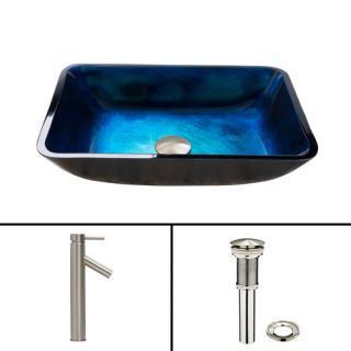 Vigo Rectangular Water Glass Vessel Sink and Dior Faucet Set