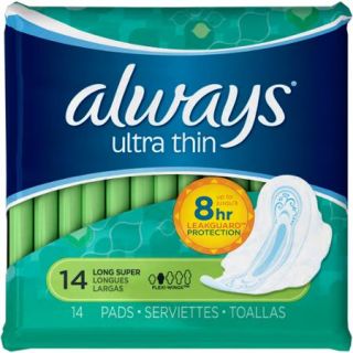 Always Ultra Thin Long Super Pads, 14 count