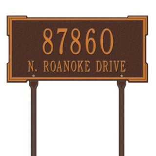 Whitehall Products Rectangular Roanoke Standard Lawn 2 Line Address Plaque   Antique Copper 1124AC