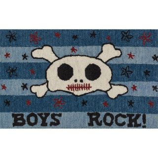 Hand tufted Keely Blue Boys Rock Rug (23 x 39)   Shopping