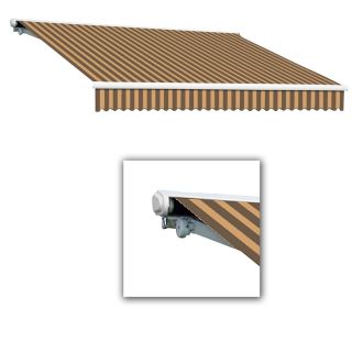 Awntech 144 in Wide x 122 in Projection Brown/Tan Stripe Slope Patio Retractable Remote Control Awning