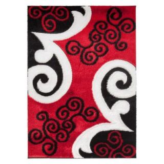 Ottomanson Casa Regina Collection Contemporary Scrolls Design Dark Red 5 ft. 3 in. x 7 ft. 3 in. Area Rug PRS3560 5X7