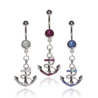 Supreme Jewelry Surgical Steel Anchor with Bling Belly Rings (Case of