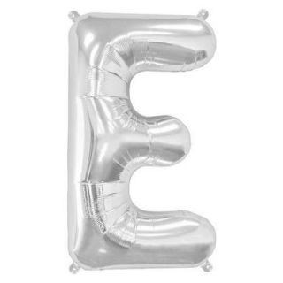 16 inch Letter E   Silver Air Filled Foil Balloon