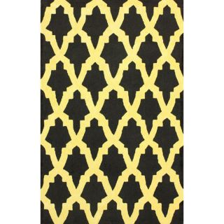 nuLOOM Hand hooked Black/ Yellow Wool blend Rug (76 x 96)