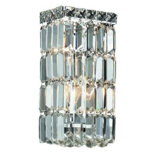 Elegant Lighting 2 Light Chrome Wall Sconce with Clear Crystal EL2032W6C/RC