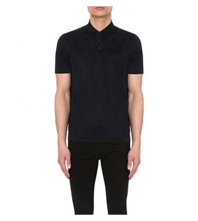 Z ZEGNA   Geometric print textured woven polo shirt