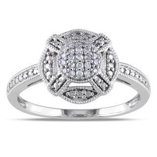 Miadora 10k White Gold 1/10ct TDW Round cut Diamond Ring (G H, I1 I2)