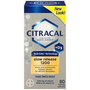 Citracal Slow Release 1200mg Coated Tablets Calcium Supplement 80 CT