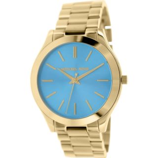 Michael Kors Womens MK3265 Slim Runway Goldtone Turquoise Dial Watch